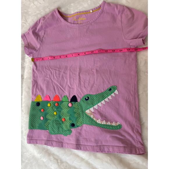 Mini Boden 3D Alligator Appliqué Pom Pom Embroidered T-Shirt Pink Girls 11-12 - Picture 8 of 9